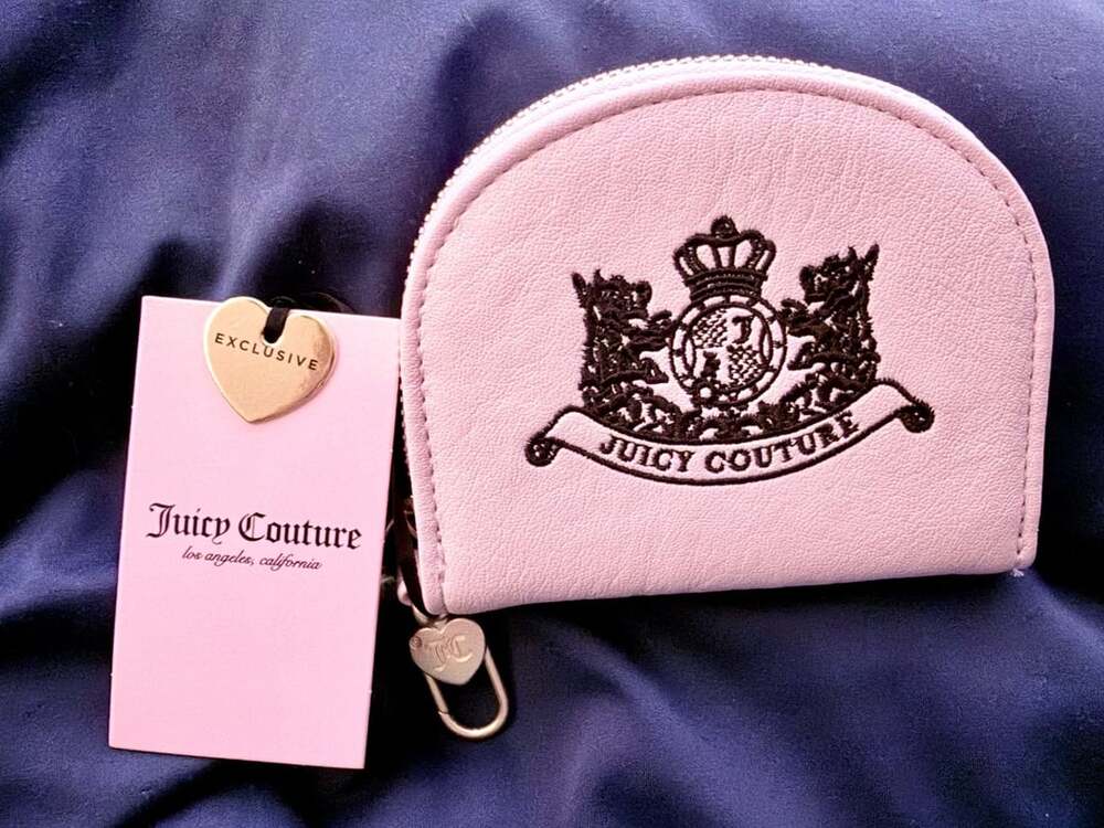 Juicy Couture Half Moon Zip Wallet Pink Crest Logo